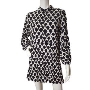 Zara Shirt Dress – Black White Geometric – Size Large